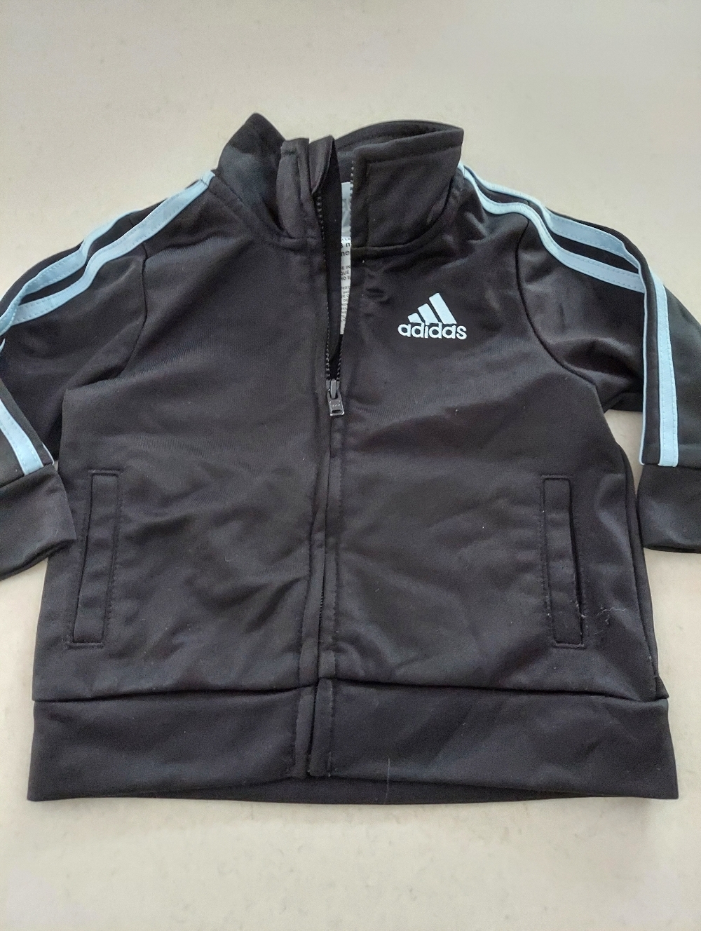 Adidas Track Jacket Blue Striped Full Zip Black Infant Baby Size 3 M/3